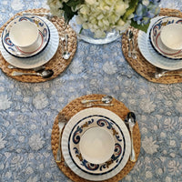 Thumbnail for Rectangle Tablecloth Table Cover Flower Pattern Dining Table Cloth - Hamptons Blue