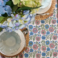 Thumbnail for Kolka Kumudani Hand Block-Printed Tablecloth - Pink