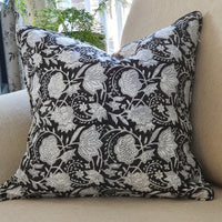 Thumbnail for Kolka Black Floral Lounge Decorative Cushion Soft Cotton Cover - Black