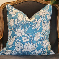 Thumbnail for Kolka Blue Hamptons Soft Cotton Voile Decorative Block-Printed Cushion - Blue