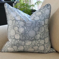 Thumbnail for Kolka Pastel Grey Floral Luxurious Soft Cotton Voile Decorative Cushion - Grey