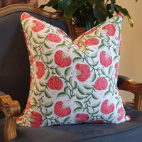 Thumbnail for Kolka Pomegranate Soft Cotton Voile Decorative Hand Block-Printed Cushion - Ruby