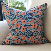 Thumbnail for Kolka Retro Floral Soft Cotton Voile Decorative High Quality Cushion - Blue