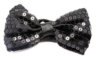 Thumbnail for GLITTER SEQUIN BOW TIE Costume Fancy Dress Dance Fancy Shiny Party Bowtie - Black