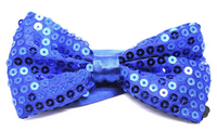 Thumbnail for GLITTER SEQUIN BOW TIE Costume Fancy Dress Dance Fancy Shiny Party Bowtie - Blue