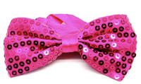 Thumbnail for GLITTER SEQUIN BOW TIE Costume Fancy Dress Dance Fancy Shiny Party Bowtie - Hot Pink