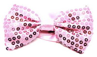 Thumbnail for GLITTER SEQUIN BOW TIE Costume Fancy Dress Dance Fancy Shiny Party Bowtie - Light Pink
