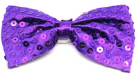 Thumbnail for GLITTER SEQUIN BOW TIE Costume Fancy Dress Dance Fancy Shiny Party Bowtie - Purple