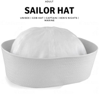 Thumbnail for Adult White Sailor Hat Marine Unisex Gob Captain Navy Hen's Night Doughboy Cap