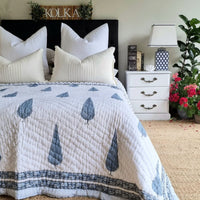Thumbnail for Pine Tree Reversible Quilt - Grey (King - 228 cm x 274 cm)
