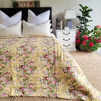 Thumbnail for English Rose Yellow Reversible Quilt - Yellow (King - 228 cm x 274 cm)