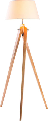 Thumbnail for Large Tripod Floor Lamp Linen Shade Modern Bamboo Wooden Retro Twist Light