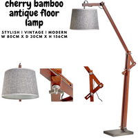 Thumbnail for 156cm Large Bamboo Floor Lamp Modern Vintage Wooden Light Antique Shade - Cherry