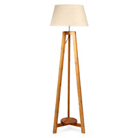 Thumbnail for 155cm Large Bamboo Wooden Tripod Floor Lamp w Beige Linen Light Shade