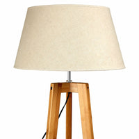 Thumbnail for 155cm Large Bamboo Wooden Tripod Floor Lamp w Beige Linen Light Shade