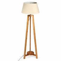 Thumbnail for 155cm Large Bamboo Wooden Tripod Floor Lamp w Beige Linen Light Shade