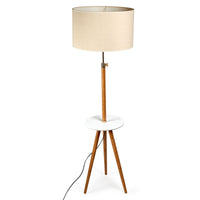 Thumbnail for 165cm Large Extendable Bamboo Tripod Floor Lamp Linen Shade Shelving