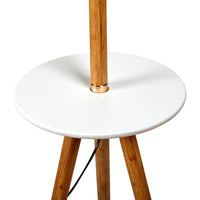 Thumbnail for 165cm Large Extendable Bamboo Tripod Floor Lamp Linen Shade Shelving