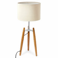 Thumbnail for 73cm Bamboo Tripod Table Lamp Light Modern Vintage w Beige Linen Shade