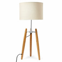 Thumbnail for 73cm Bamboo Tripod Table Lamp Light Modern Vintage w Beige Linen Shade