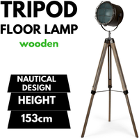Thumbnail for 153cm Nautical Tripod Floor Lamp w Matte Grey Lamp Head Searchlight Spot Light