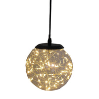 Thumbnail for Glass LED Lighting Pendant Light w/ Timer Hanging Lantern Lamp - Round