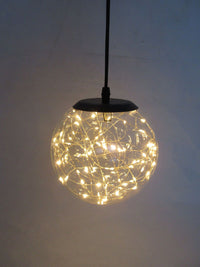 Thumbnail for Glass LED Lighting Pendant Light w/ Timer Hanging Lantern Lamp - Round