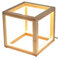 Thumbnail for Bamboo Cube LED Lamp Modern Light Minimalistic Scandi - Natural