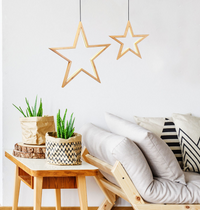 Thumbnail for Ceiling Bamboo Star LED Hanging Lamp Natural Home Decor Lighting Pendant - Natural