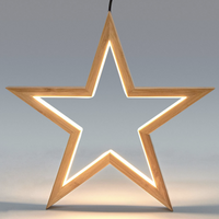 Thumbnail for 2x Large Bamboo Star LED Hanging Lamp Light Home Decor Lighting  - Natural