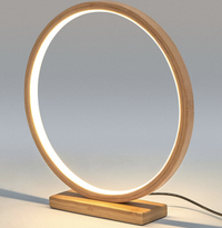Thumbnail for Bamboo Single Ring LED Lamp Light Modern Scandi Minimalistic - Natural