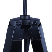 Thumbnail for LARGE TRIPOD FLOOR LAMP Linen Shade Modern Light Retro Wooden - Matte Black