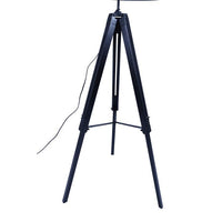 Thumbnail for LARGE TRIPOD FLOOR LAMP Linen Shade Modern Light Retro Wooden - Matte Black