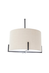 Thumbnail for Modern Scandi Metal Hanging Pendant Lamp w/ Linen Shade Light - Matte Black