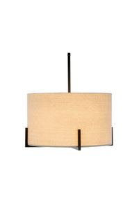 Thumbnail for Modern Scandi Metal Hanging Pendant Lamp w/ Linen Shade Light - Matte Black