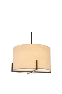 Thumbnail for Modern Scandi Metal Hanging Pendant Lamp w/ Linen Shade Light - Matte Black