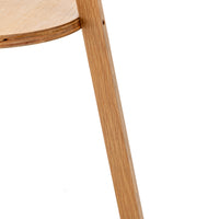 Thumbnail for Natural Wooden Tripod Floor Lamp w/ Round Wood Shelf + Off White Linen Shade