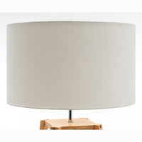 Thumbnail for Eiffel 3 Tier Natural Wood Floor Lamp w/ Storage Shelves + Off White Linen Shade