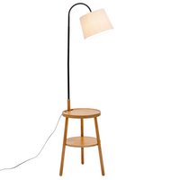 Thumbnail for Naples Tripod Floor Lamp Shelf Storage Drawer Bed Side Table Light w/ USB Charger