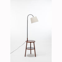 Thumbnail for Naples Tripod Floor Lamp Shelf Storage Drawer Bed Side Table Light w/ USB Charger