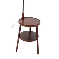 Thumbnail for Naples Tripod Floor Lamp Shelf Storage Drawer Bed Side Table Light w/ USB Charger