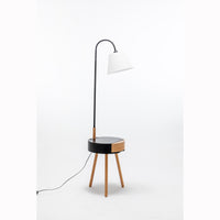 Thumbnail for Florence Tripod Lamp Shelf Storage Drawer Bed Side Table Light w/ USB Charger