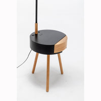 Thumbnail for Florence Tripod Lamp Shelf Storage Drawer Bed Side Table Light w/ USB Charger