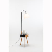 Thumbnail for Florence Tripod Lamp Shelf Storage Drawer Bed Side Table Light w/ USB Charger