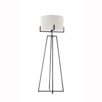 Thumbnail for Modern Dimmable Floor Lamp w/ Linen Shade Designer Lighting - Matte Black