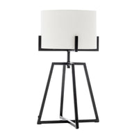 Thumbnail for Modern Scandi Metal Dimmable Table Desk Lamp w/ Linen Shade - Matte Black