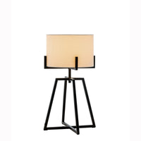 Thumbnail for Modern Scandi Metal Dimmable Table Desk Lamp w/ Linen Shade - Matte Black