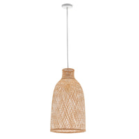 Thumbnail for Natural Woven Bamboo Cone Pendant Lamp Hanging Light Bell Shade Boho Tropical
