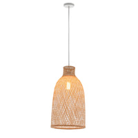 Thumbnail for Natural Woven Bamboo Cone Pendant Lamp Hanging Light Bell Shade Boho Tropical