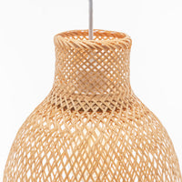 Thumbnail for Natural Woven Bamboo Cone Pendant Lamp Hanging Light Bell Shade Boho Tropical